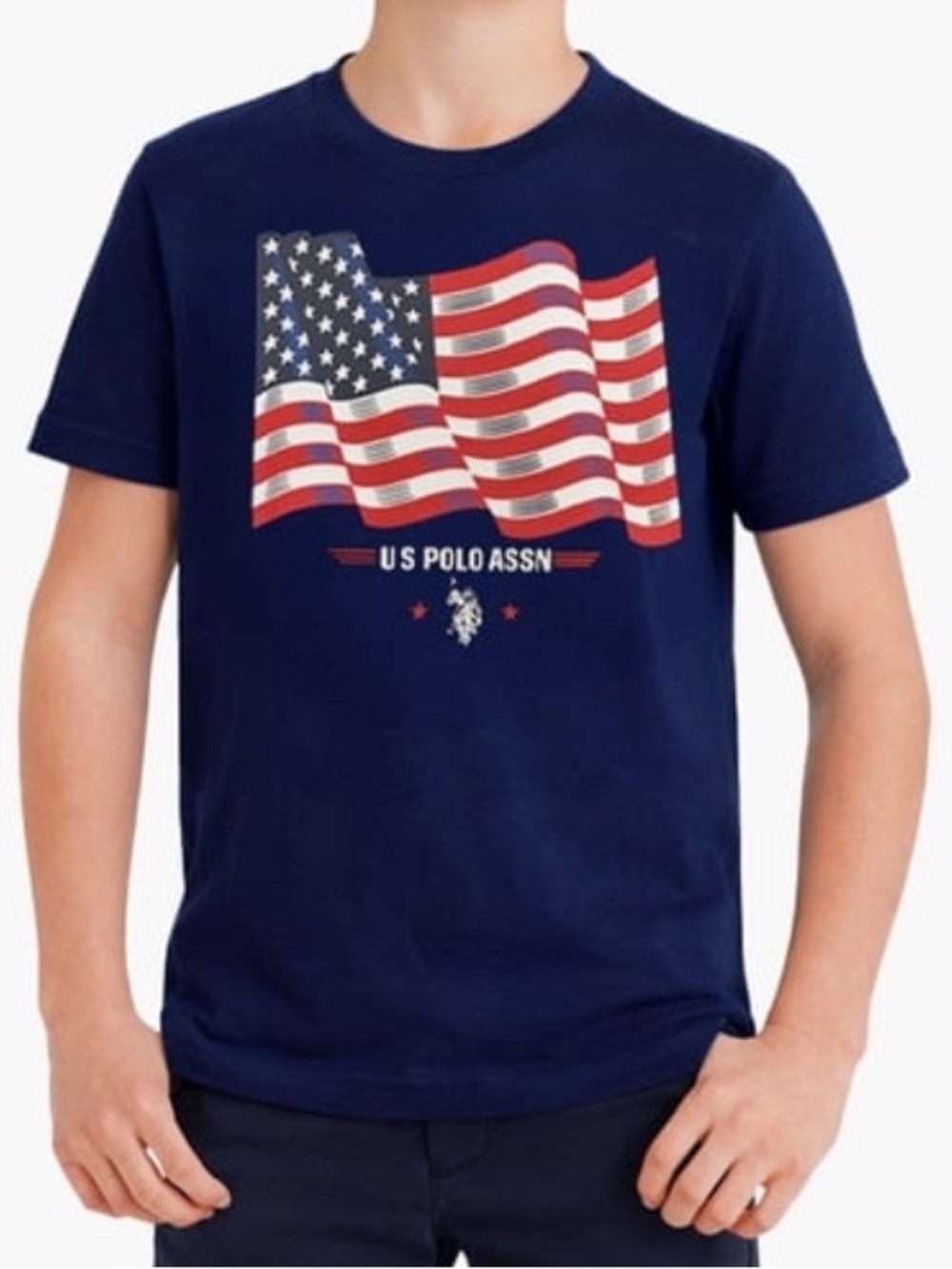 NWT🇺🇸U.S. Polo Assn. Boys' Navy American Flag Graphic Tee
